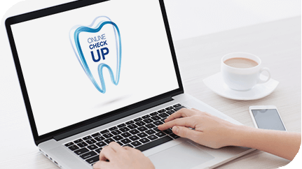 Click here to take the Online Check Up Laptop being used to access Sensodyne Online Check Up