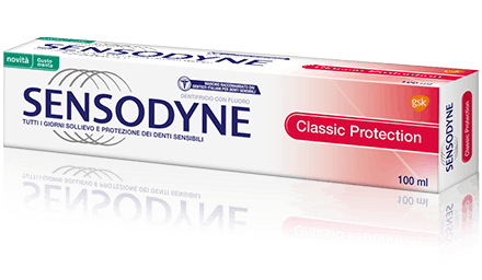 Dentifricio Classic Protection allevia le fitte dei denti sensibili Dentifricio Sensodyne® | Classic Protection