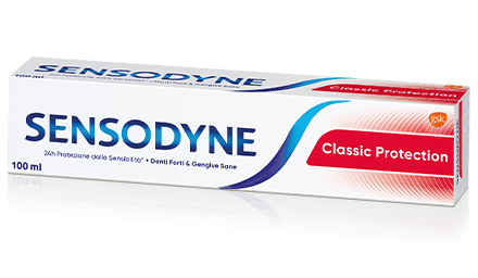 Dentifricio Classic Protection allevia le fitte dei denti sensibili Dentifricio Sensodyne® | Classic Protection