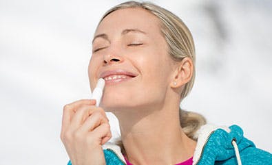 Applying Lip Balm Applying Lip Balm