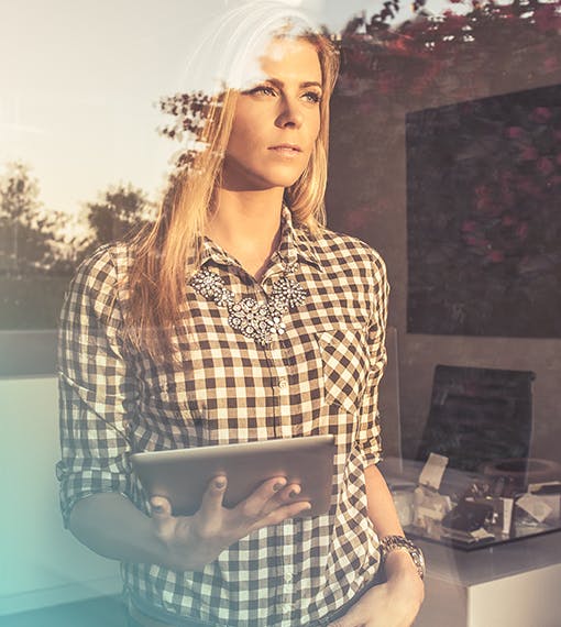 female with ipad