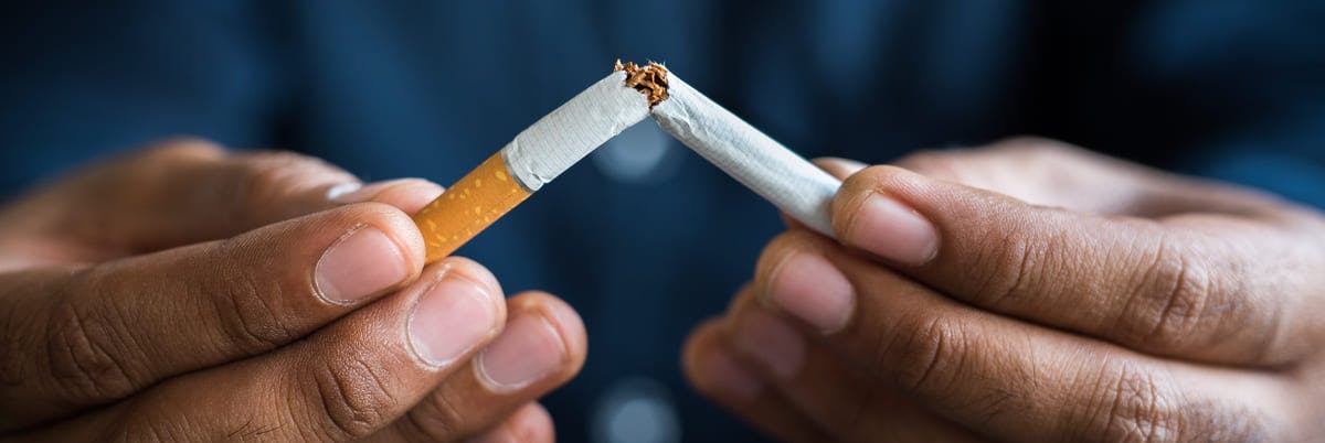 Pair of hands breaking a cigarette in half Pair of hands breaking a cigarette in half